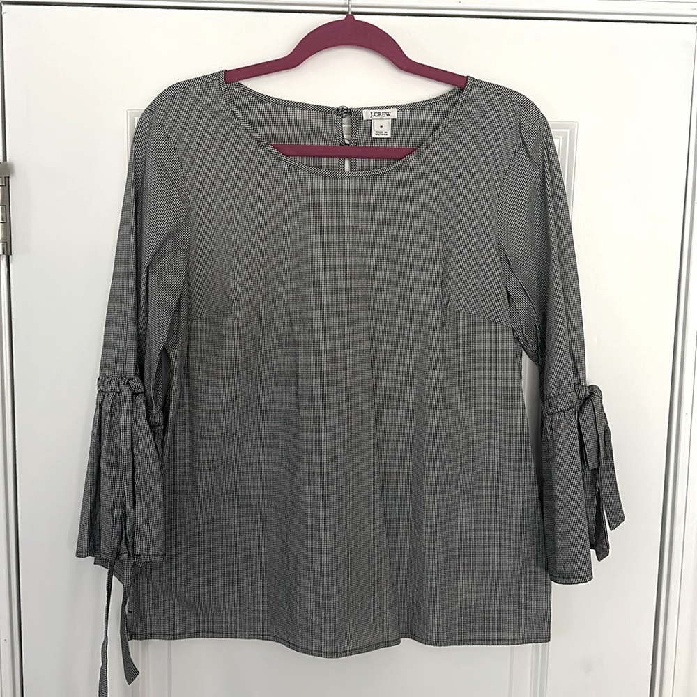 J.Crew Bell sleeve checkered blouse